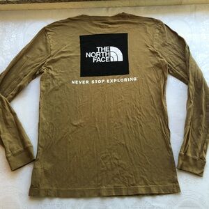 The North Face Men’s Size M Mustard Green Long Sleeves Shirt Graphic Logo Print